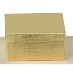 Gold Linen Foil Jewelry Box (3 1/2"x3 1/2"x1")