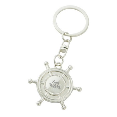 Metal Mini Nautical Wheel Key Tag