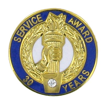 ¾" 30 Years of Service w/Swarovski Crystal Stone Award Pin