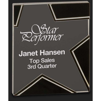 Black & Sliver Glass Star Award - 5 1/2'' High