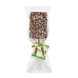 Chocolate Covered Krispy Pop w/ Holiday Nonpareil Sprinkles