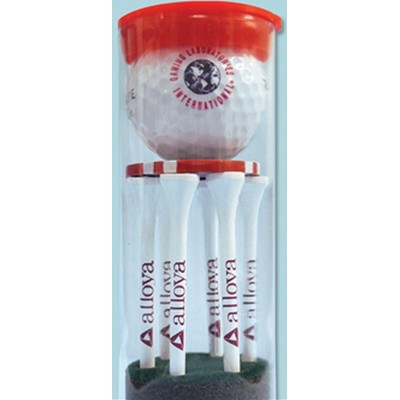 Top Flite Golf Ball Tube w/2 Golf Ball, Six 2-3/4" Tees & 1 Poker Chip Marker