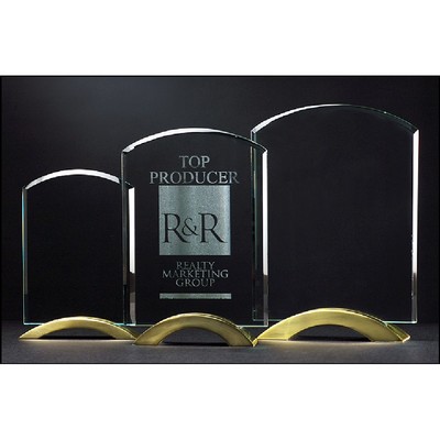 Arch Series Glass Award with Gold Metal Base (7"x9.75")