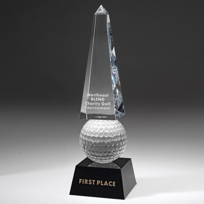 12" Crystal Award-Monumental Golf Obelisk