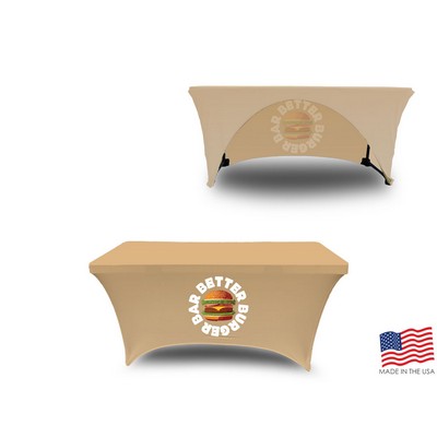 4' Premium PolyKnit™ 3-Sided Stretch Style Table Cover w/Full Dye Sub Logo (48"x24"x29")