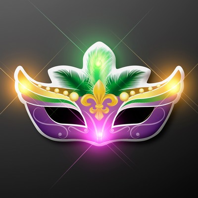 LED Mardi Gras Mask Blinky Pins - BLANK