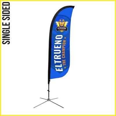 9' Feather Flag - Single Sided w/Chrome X Base (Small) - Made in the USA