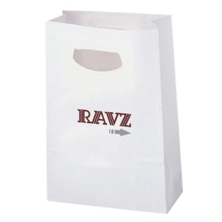 White Kraft Die Cut Handle Paper Bag - 2C1S (7 1/8" x 3 ¼" x 10 ¾")