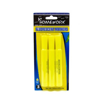 Fluorescent Chisel Tip Highlighters - 3 Count (Case of 48)