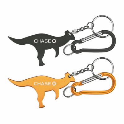 Dinosaur / Kangaroo Shaped Aluminum Bottle Opener w/Carabiner