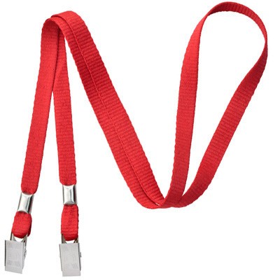 3/8" Blank Double Ended Lanyard w/Bulldog Clip (Red)