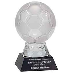 6 1/4" Glass Soccer Ball Award with Marble Base