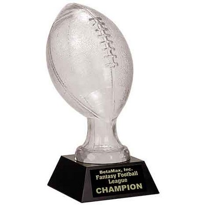 13 3/4" Glass Football Award with Black Marble Base