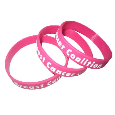 1 Inch Breast Cancer Custom Deboss-fill Wristbands