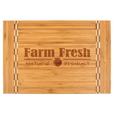 15" x 10.25" Bamboo Cutting Board with Butcher Block Inlay