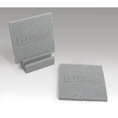 2-Pc Square Concrete-Texture Coaster Set w/Base