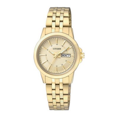 Citizen Ladies' Quartz Watch, Gold-Tone SS Case and Bracelet with Champagne Dial