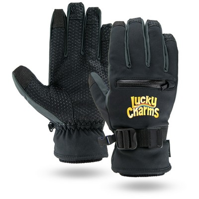 Touchscreen Ski Gloves w/Zip Pocket