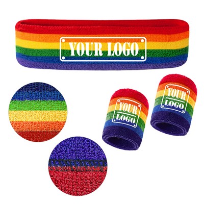 Rainbow Terry Cotton Sweatband Set