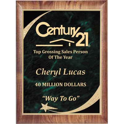 Economy Hand Rubbed Walnut/Green Americana Series Plaques, 7"x9"