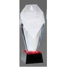 Medium Crystal Slant Face Award w/Red Highlight Base