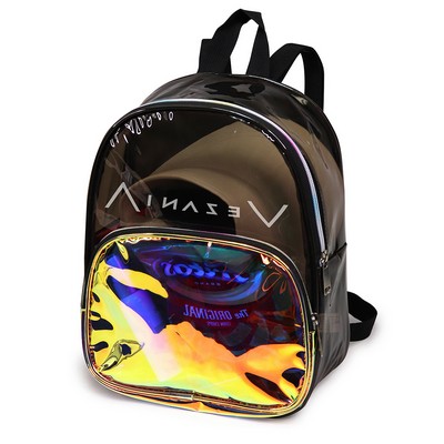 Translucent Black Backpack W/ Iridescent Gold Pocket