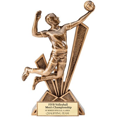 6½" Antique Gold Male Volleyball Check-Mate Series Resin Trophy