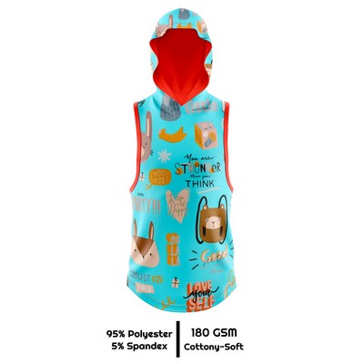 Kids' Sublimation Cotton-Feel Sleeveless Hooded T-Shirt