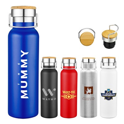 20 oz Wood Lid Stainless Steel Water Bottle