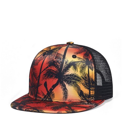 Full Color Sublimation Flat Mesh Baseball Cap