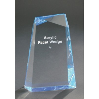 Blue Facet Wedge Acrylic Award