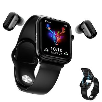 Fitness Tracker Bracelet w/Wireless Ear Buds