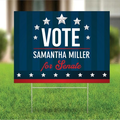 Political Yard Sign, 24" x 18", 4ml, digitally printed, full color, 2 sides, Coroplast