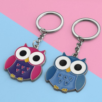 Owl Shape Die Struck Keychain Enamel Keychain 1.97" x 1.10"