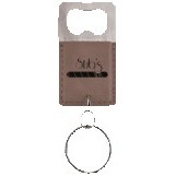 Rectangle Gray Leatherette Bottle Opener Keychain