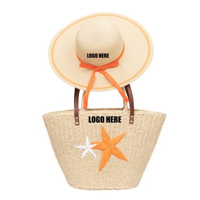 Women Fashion Straw Hat &Bag Set