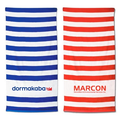 100% Cotton Velour Cabana Stripe Beach Towel 30"x60"