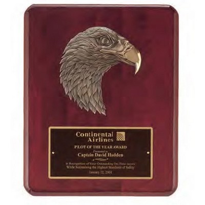 Rosewood Stained Piano-Finish Plaque w/Finely Detailed Bronze Finished Eagle Casting (10.5"x 13")