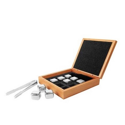 Stainless Steel Whiskey Stone W/ Bamboo Case