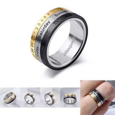 Titantion Stainless Steel Calendar Anxiety Ring