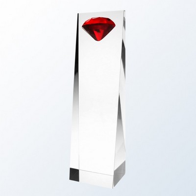 Red Diamond Tower Crystal Award, 8"H