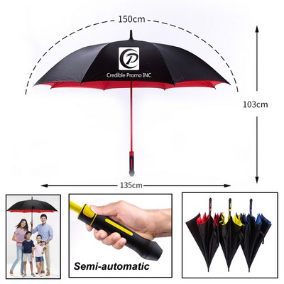 Quality Two-tone Two Layers Oversized Auto Open Golf Umbrella 59" Arc