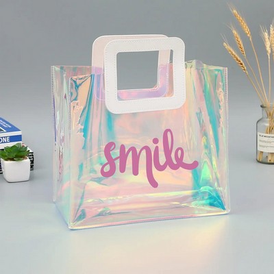 Iridescent Clear Holographic Tote Handbag