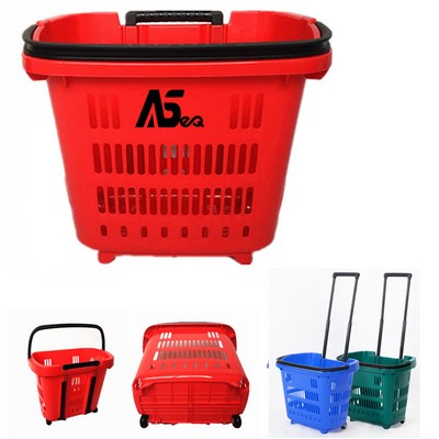 Double Pull Rod Basket with Wheels / Aluminum Handle