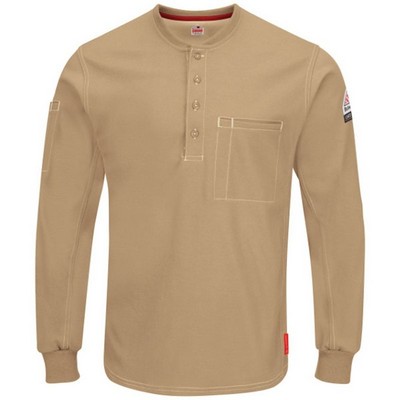 iQ Series® Men's Comfort Plus Knit Long Sleeve Henley Shirt - Khaki Tan