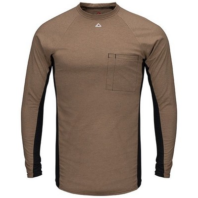 Bulwark™ Men's FR Two-Tone Base Layer w/Concealed Chest Pocket Long Sleeve Shirt - Khaki Brown