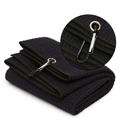 Tri-fold Microfiber Golf Towels w/Carabiner