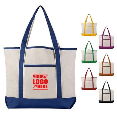 Large Heavy Cotton Canvas Boat Tote Bag