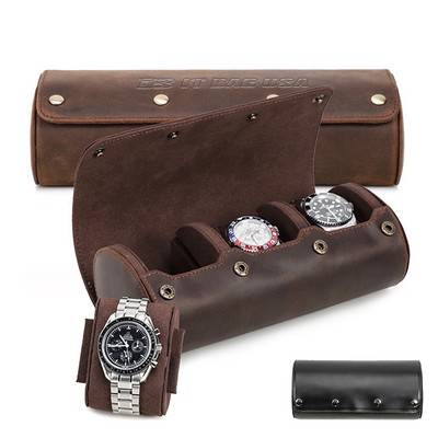 Genuine Leather three compartments watch Storage bag