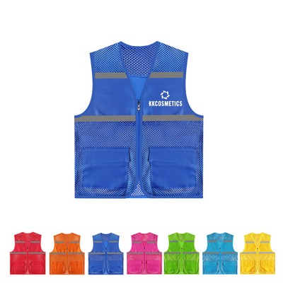 Mesh Reflective Volunteer Vest With Pockets